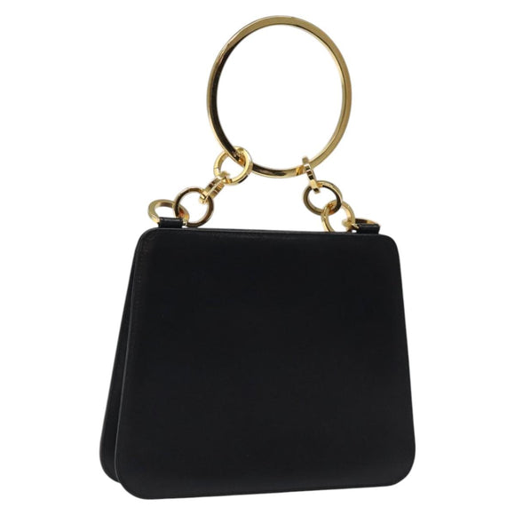 Salvatore Ferragamo Hand Bag Leather Black Gold Auth 116237