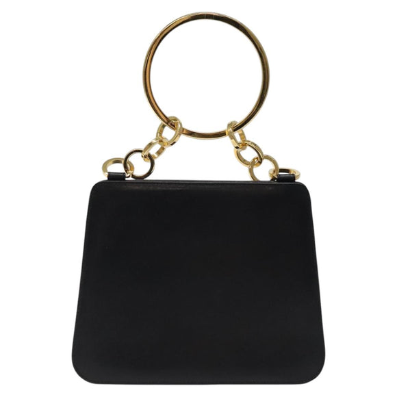 Salvatore Ferragamo Hand Bag Leather Black Gold Auth 116237