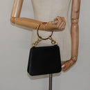 Salvatore Ferragamo Hand Bag Leather Black Gold Auth 116237-21