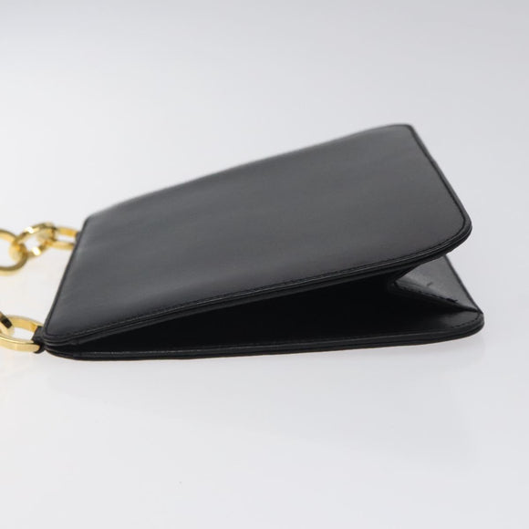 Salvatore Ferragamo Hand Bag Leather Black Gold Auth 116237