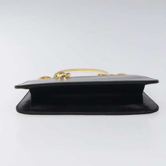 Salvatore Ferragamo Hand Bag Leather Black Gold Auth 116237