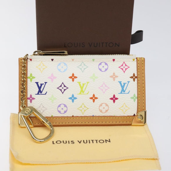 LOUIS VUITTON Monogram Multicolor Pochette Cles Purse White M92655 Auth 116241AM