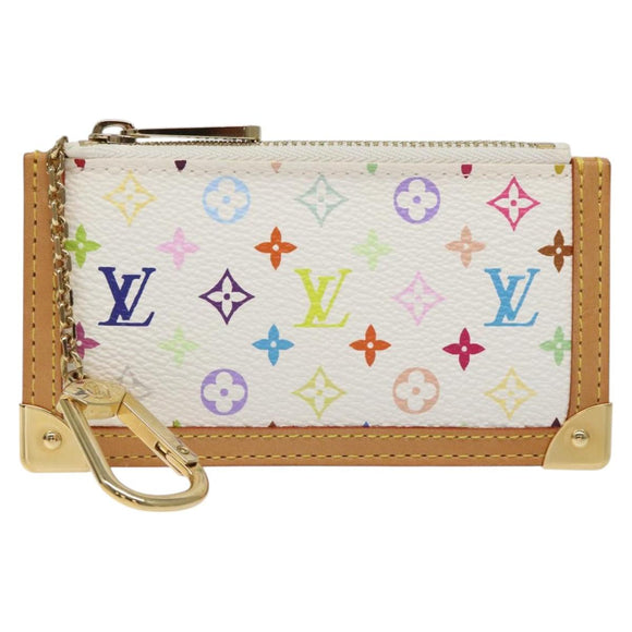 LOUIS VUITTON Monogram Multicolor Pochette Cles Purse White M92655 Auth 116241AM