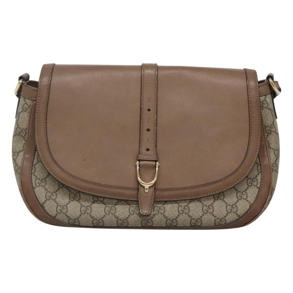 GUCCI GG Supreme Shoulder Bag PVC Beige Gold 336748 Auth 116246