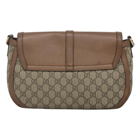 GUCCI GG Supreme Shoulder Bag PVC Beige Gold 336748 Auth 116246