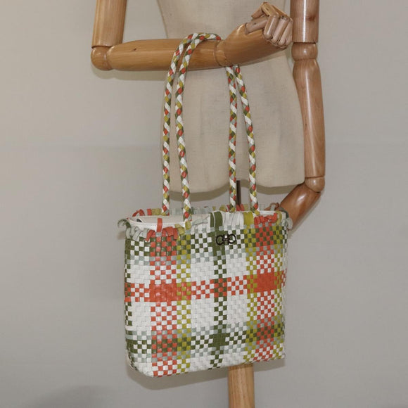 Salvatore Ferragamo Tote Bag Leather White Silver Auth 116250V