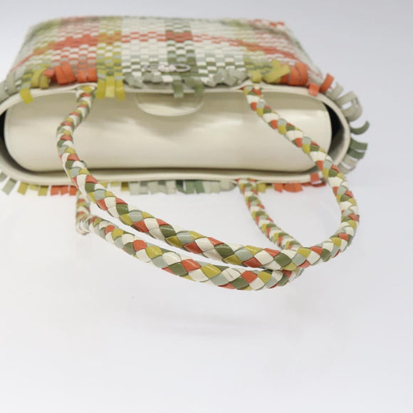 Salvatore Ferragamo Tote Bag Leather White Silver Auth 116250V