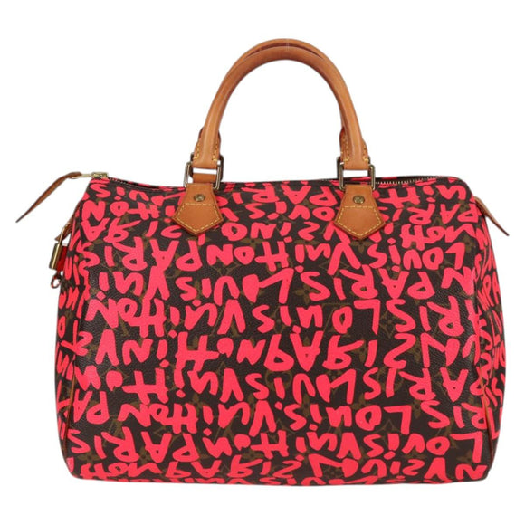 LOUIS VUITTON Monogram Graffiti Speedy 30 Bag Orange M93705 LV Auth 116267M