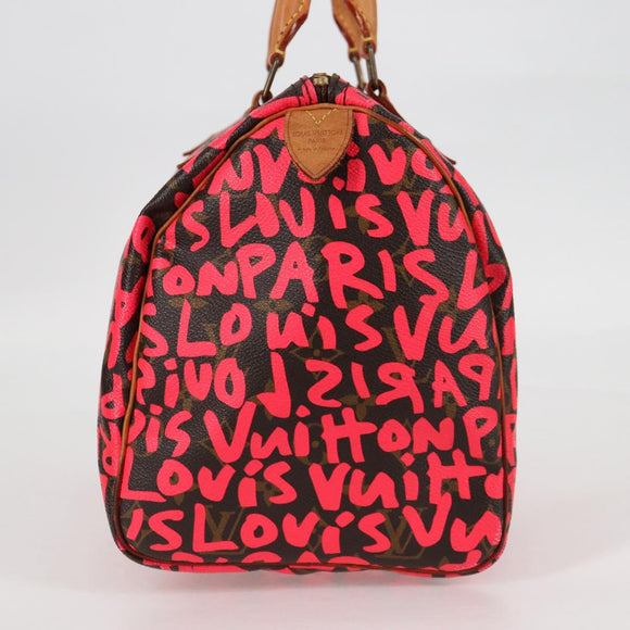LOUIS VUITTON Monogram Graffiti Speedy 30 Bag Orange M93705 LV Auth 116267AM