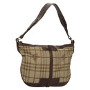BURBERRY Nova Check Shoulder Bag Canvas Beige Gold Auth 116276-1