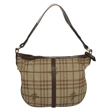 BURBERRY Nova Check Shoulder Bag Canvas Beige Gold Auth 116276 - 0