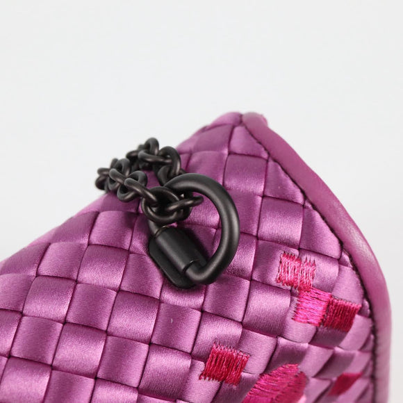 BOTTEGAVENETA INTRECCIATO Chain Shoulder Bag Leather Purple Auth 116278AM