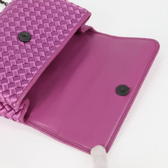 BOTTEGAVENETA INTRECCIATO Chain Shoulder Bag Leather Purple Auth 116278AM