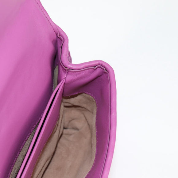 BOTTEGAVENETA INTRECCIATO Chain Shoulder Bag Leather Purple Auth 116278AM