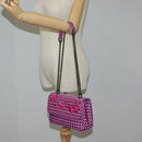 BOTTEGAVENETA INTRECCIATO Chain Shoulder Bag Leather Purple Auth 116278AM-27