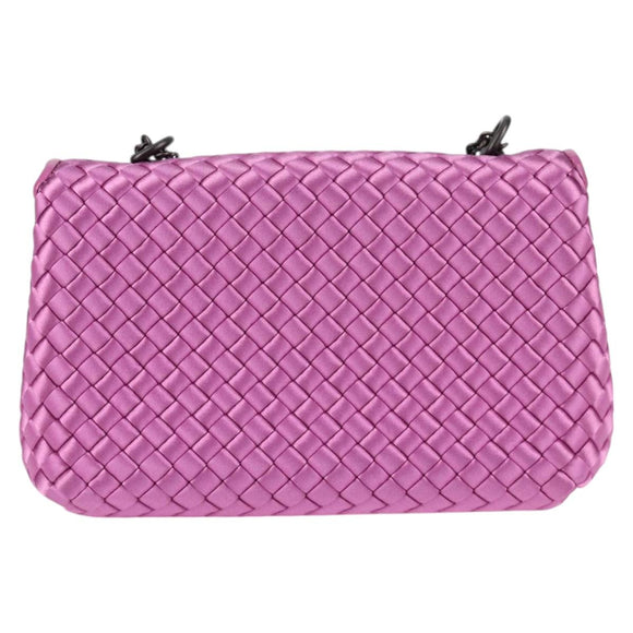 BOTTEGAVENETA INTRECCIATO Chain Shoulder Bag Leather Purple Auth 116278SAM