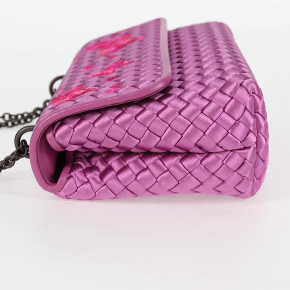BOTTEGAVENETA INTRECCIATO Chain Shoulder Bag Leather Purple Auth 116278AM