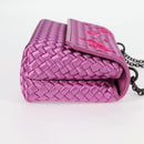 BOTTEGAVENETA INTRECCIATO Chain Shoulder Bag Leather Purple Auth 116278AM-4