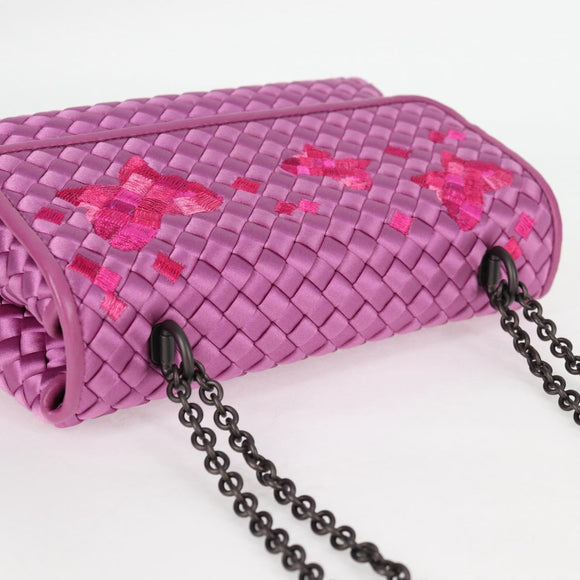 BOTTEGAVENETA INTRECCIATO Chain Shoulder Bag Leather Purple Auth 116278SAM