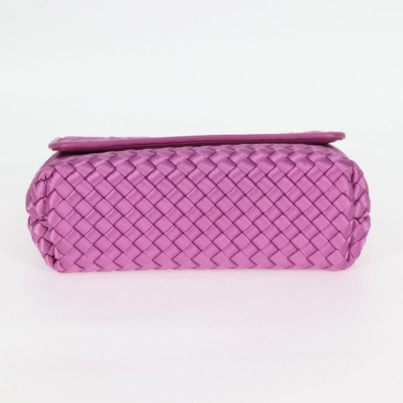 BOTTEGAVENETA INTRECCIATO Chain Shoulder Bag Leather Purple Auth 116278AM