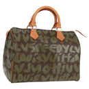 LOUIS VUITTON Monogram Graffiti Speedy 30 Bag Green Khaki M92194 Auth 116281AM-1
