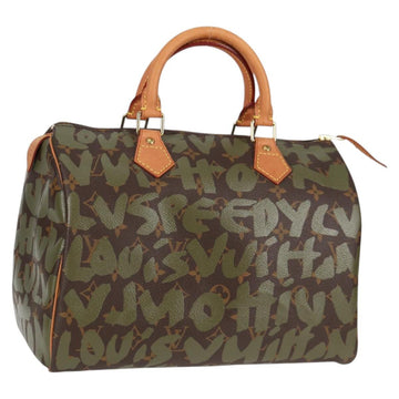 LOUIS VUITTON Monogram Graffiti Speedy 30 Bag Green Khaki M92194 Auth 116281AM