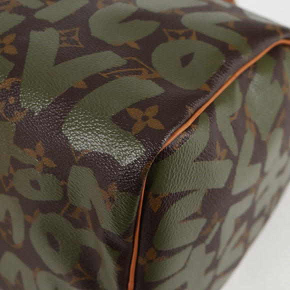 LOUIS VUITTON Monogram Graffiti Speedy 30 Bag Green Khaki M92194 Auth 116281AM