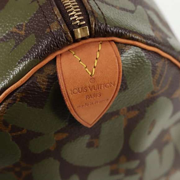 LOUIS VUITTON Monogram Graffiti Speedy 30 Bag Green Khaki M92194 Auth 116281AM