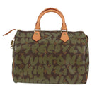 LOUIS VUITTON Monogram Graffiti Speedy 30 Bag Green Khaki M92194 Auth 116281AM-2