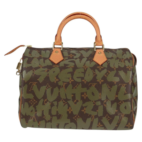 LOUIS VUITTON Monogram Graffiti Speedy 30 Bag Green Khaki M92194 Auth 116281AM