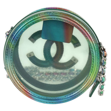 CHANEL CC filigree Chain Shoulder Bag Vinyl Silver Rainbow CC Auth 116287AM - 0