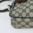 GUCCI GG Supreme Sherry Line Bag PVC Navy Gold Red 904 02 049 Auth 116288-14