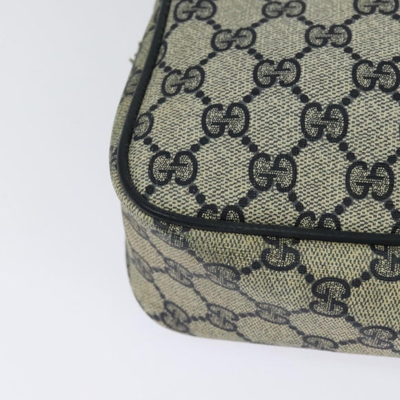 GUCCI GG Supreme Sherry Line Bag PVC Navy Gold Red 904 02 049 Auth 116288