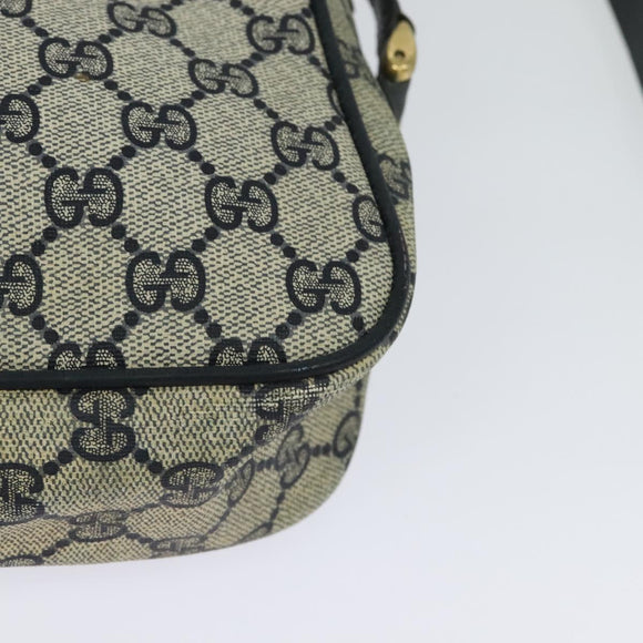 GUCCI GG Supreme Sherry Line Bag PVC Navy Gold Red 904 02 049 Auth 116288