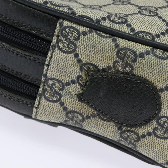 GUCCI GG Supreme Sherry Line Bag PVC Navy Gold Red 904 02 049 Auth 116288