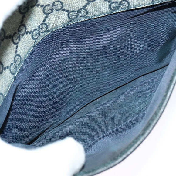 GUCCI GG Supreme Sherry Line Bag PVC Navy Gold Red 904 02 049 Auth 116288