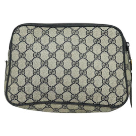 GUCCI GG Supreme Sherry Line Bag PVC Navy Gold Red 904 02 049 Auth 116288 - 0