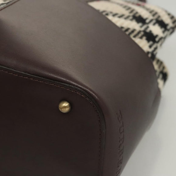 BURBERRY Nova Check Tote Bag Wool Beige Gold Auth 116293