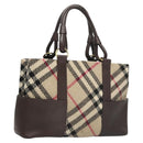 BURBERRY Nova Check Tote Bag Wool Beige Gold Auth 116293-1