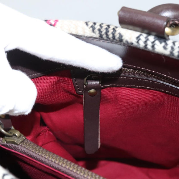 BURBERRY Nova Check Tote Bag Wool Beige Gold Auth 116293