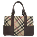 BURBERRY Nova Check Tote Bag Wool Beige Gold Auth 116293-13