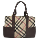 BURBERRY Nova Check Tote Bag Wool Beige Gold Auth 116293-2