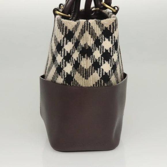 BURBERRY Nova Check Tote Bag Wool Beige Gold Auth 116293
