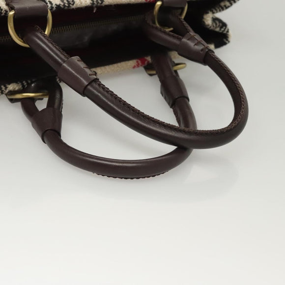 BURBERRY Nova Check Tote Bag Wool Beige Gold Auth 116293