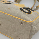 CHANEL Choco Bar Tote Bag Canvas Beige Yellow CC Auth 116301-14