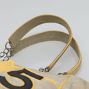 CHANEL Choco Bar Tote Bag Canvas Beige Yellow CC Auth 116301-8