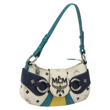 MCM Logogram Vicetos Shoulder Bag PVC Leather White Auth 116317