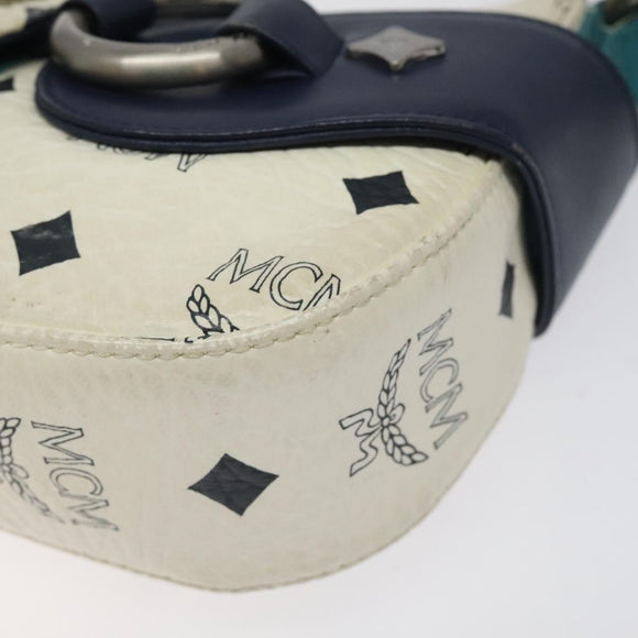 MCM Logogram Vicetos Shoulder Bag PVC Leather White Auth 116317