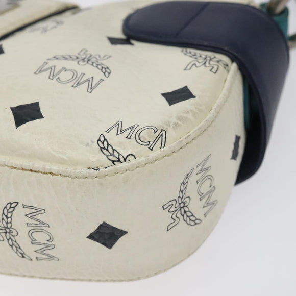 MCM Logogram Vicetos Shoulder Bag PVC Leather White Auth 116317