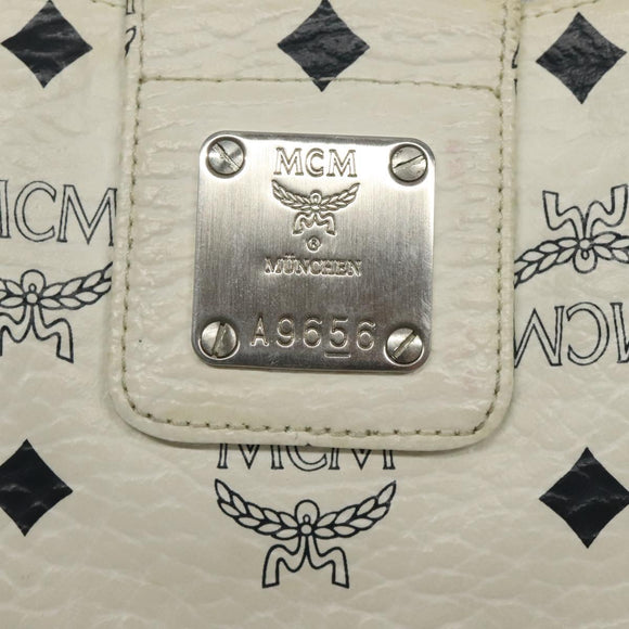 MCM Logogram Vicetos Shoulder Bag PVC Leather White Auth 116317
